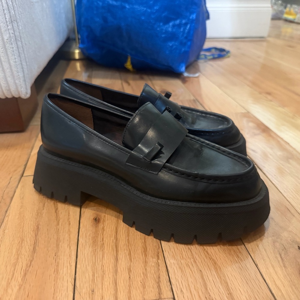 Zara Black Platform Loafers